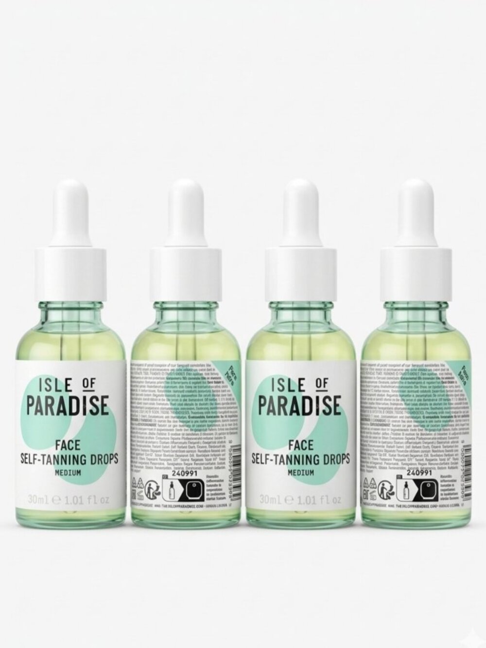 4x SEALED Isle of Paradise Face Medium Self-Tanning Drops - Green - NEW